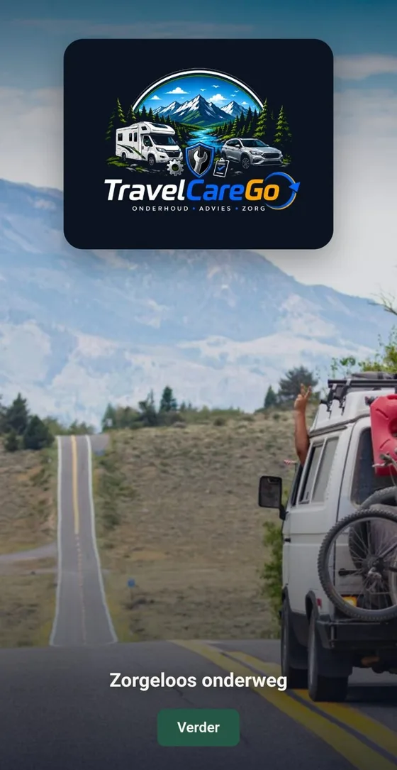 Het welkomstscherm van TravelCareGo: zorgeloos onderweg