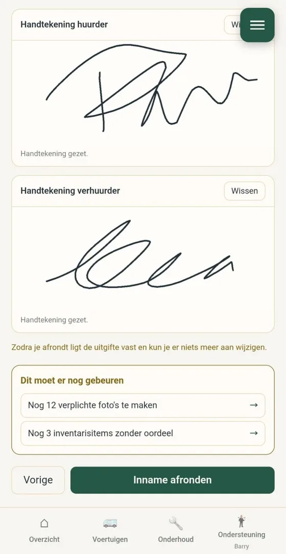 Handtekening van huurder en verhuurder