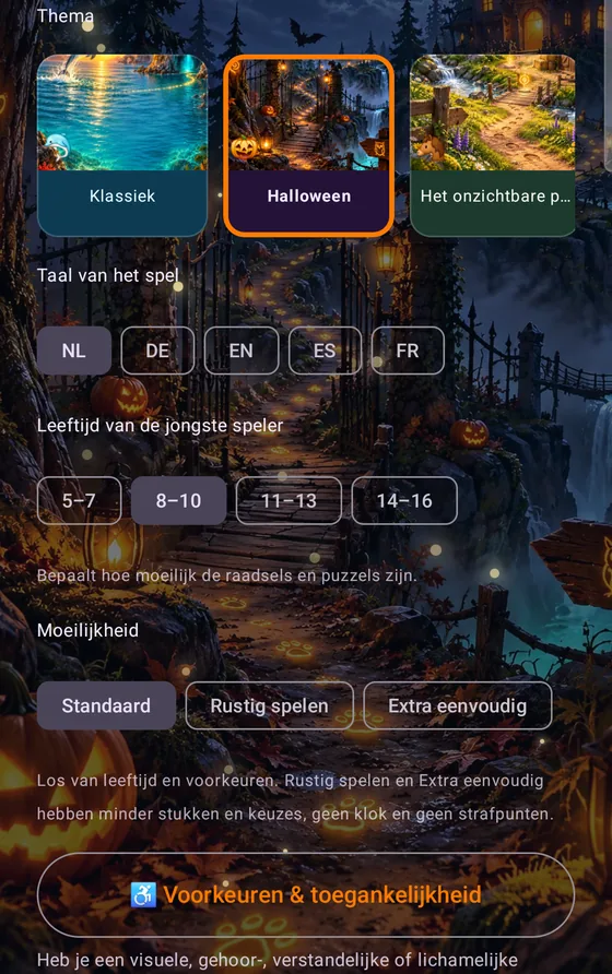 Kies een thema of verhaal, de taal, de leeftijd en de moeilijkheid
